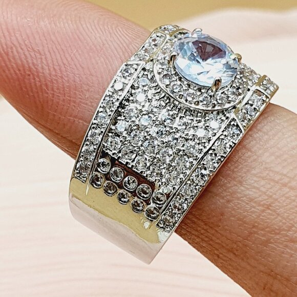 💞 Luxury Glitter Zircon Cubic Dainty Carved Fashion Ring for Man,MARR9217 - Picture 8 of 8